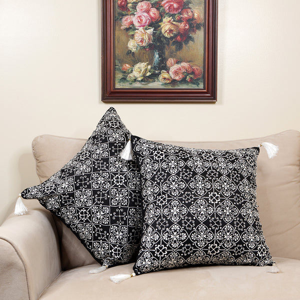 Handmade Decorative Throw Pillow Cushion & Covers -White Pattern