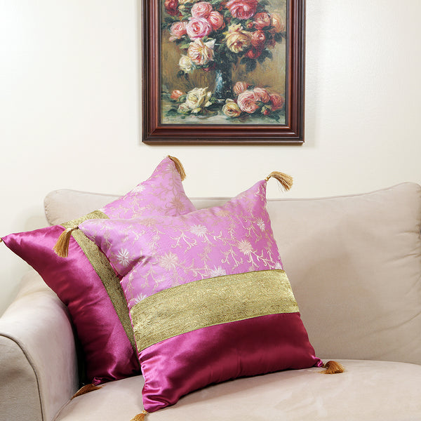 Handmade Decorative Throw Pillow Cushion & Cover Pink Silk
