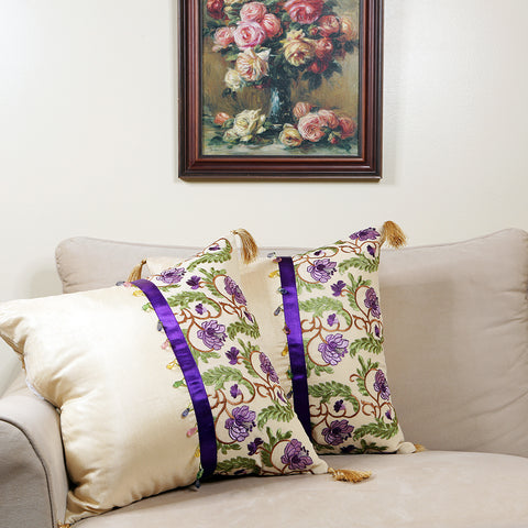 Handmade embroidered decorative throw pillow cushion & covers for home. In silk, cotton, polyester & canvas. Bring your home interior decoration ideas to life.