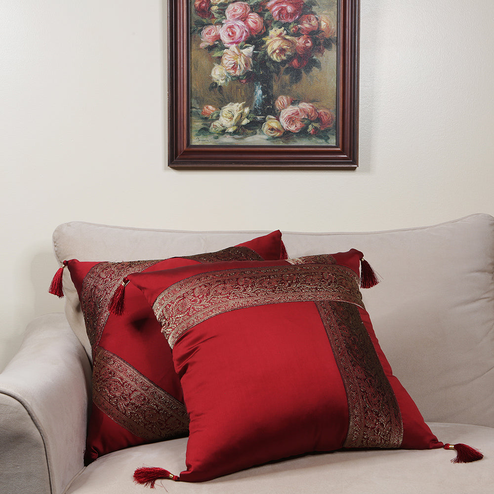 Handmade embroidered decorative throw pillow cushion & covers for home. In silk, cotton, polyester & canvas. Bring your home interior decoration ideas to life.