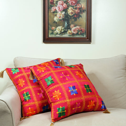 Handmade embroidered decorative throw pillow cushion & covers for home. In silk, cotton, polyester & canvas. Bring your home interior decoration ideas to life.