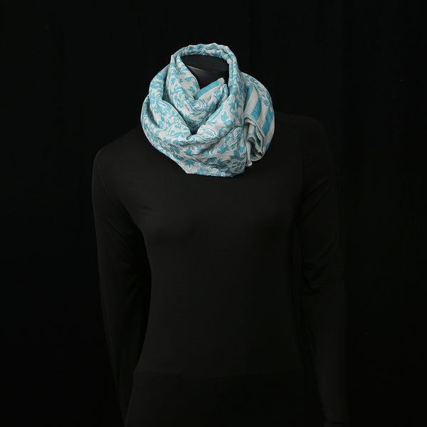 Handwoven Pashmina Shawl / Scarf / Stole - Light Blue