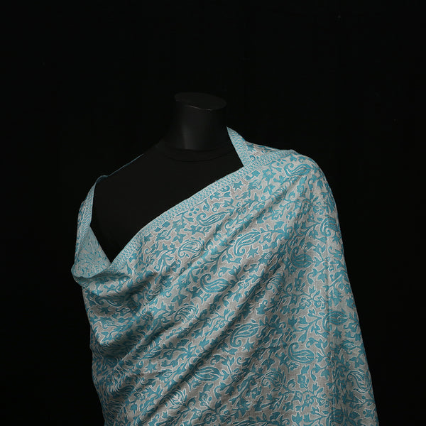 Handwoven Pashmina Shawl / Scarf / Stole - Light Blue