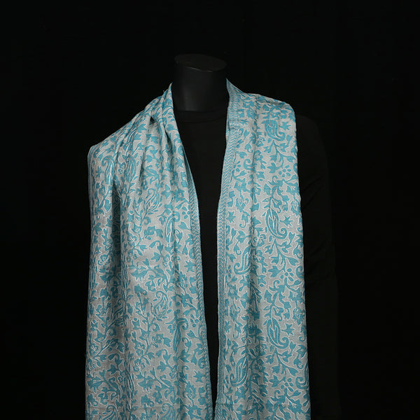 Handwoven Pashmina Shawl / Scarf / Stole - Light Blue