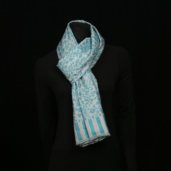 Handwoven Pashmina Shawl / Scarf / Stole - Light Blue