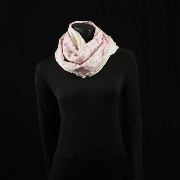 Hand Embroidered Pashmina Shawl / Scarf / Stole - Baby Pink Sozni