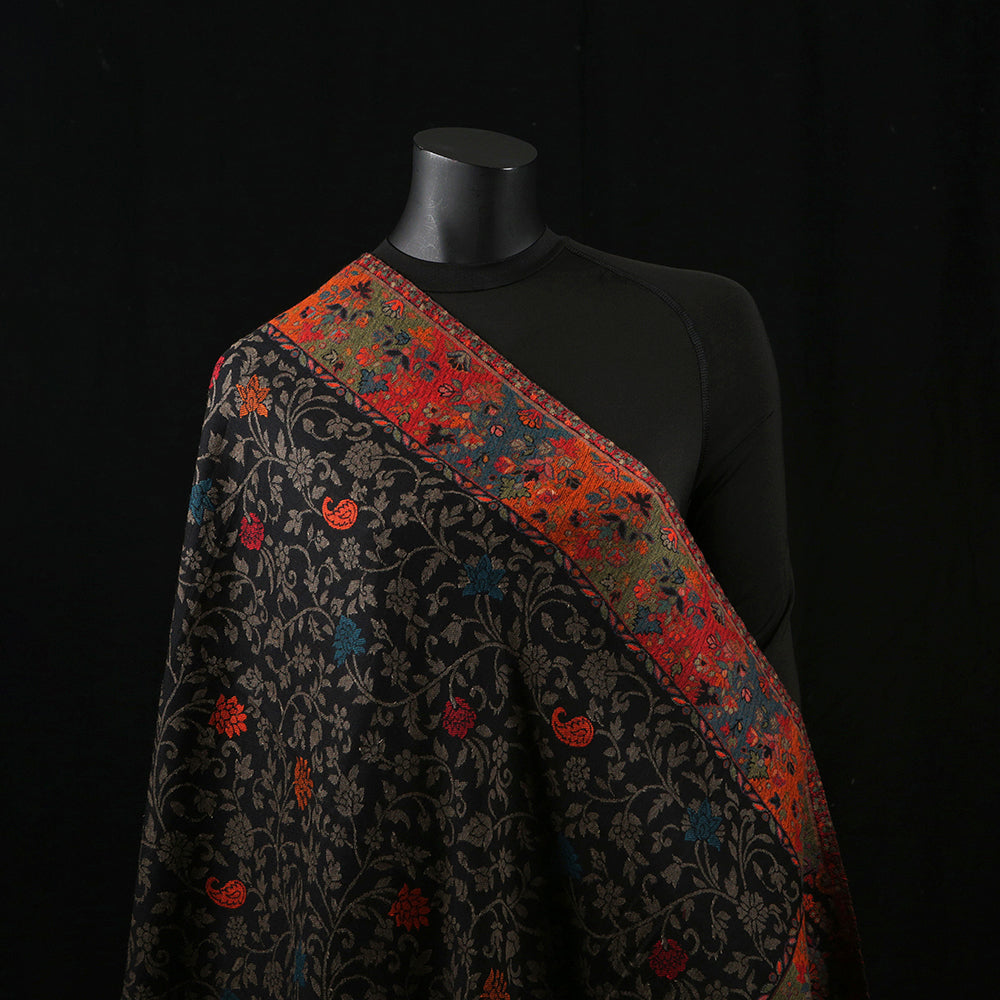 Handwoven Pashmina Shawl / Scarf / Stole- Kari Black