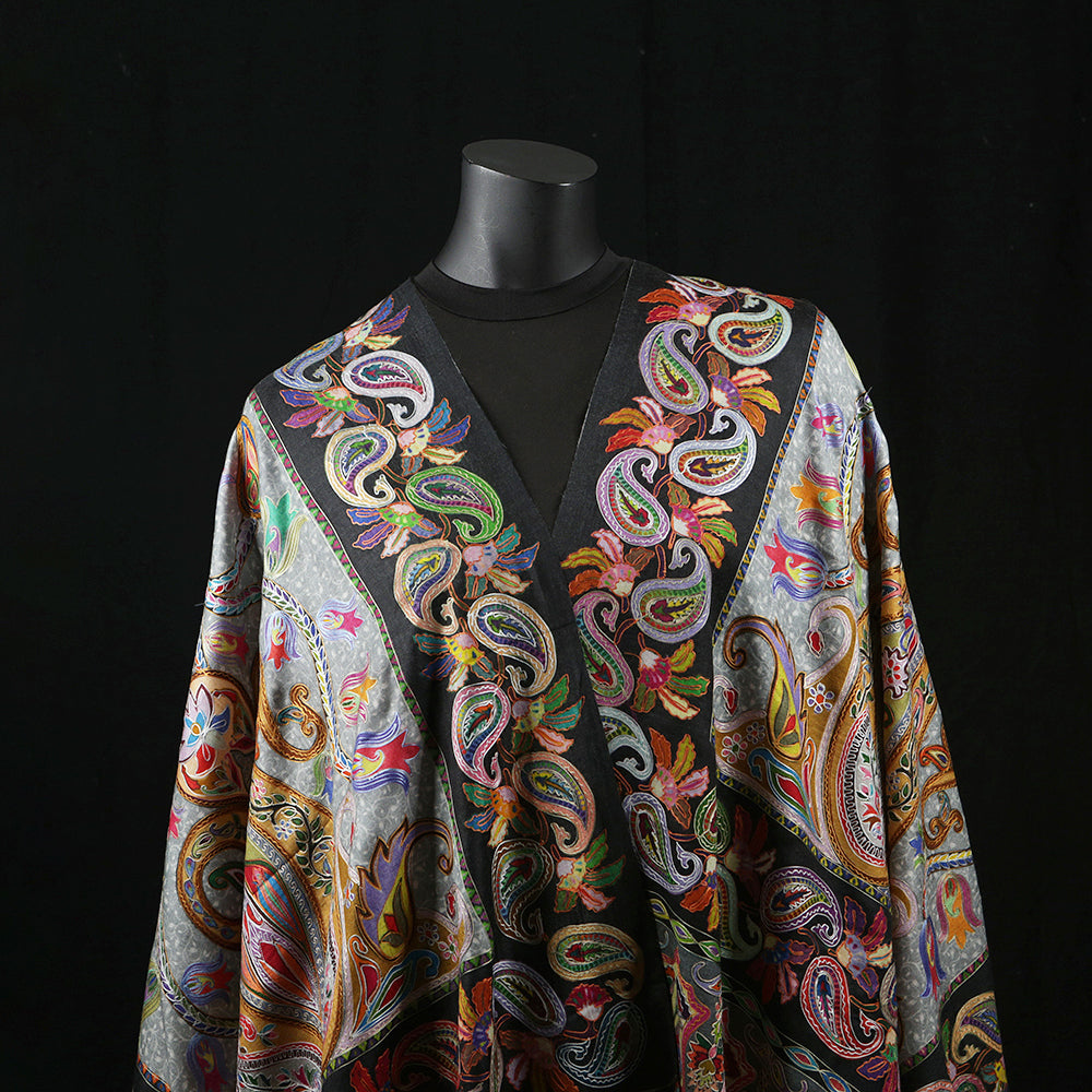 Handwoven Pashmina Shawl / Scarf / Stole - Paisley Jaal Kalamkari