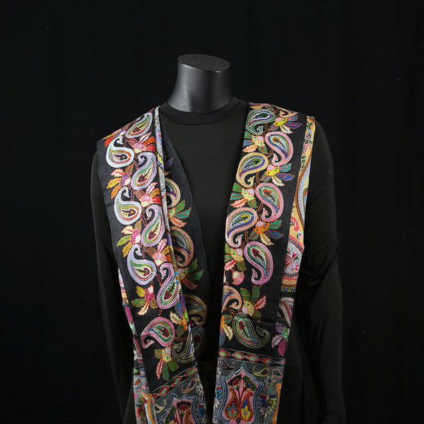 Handwoven Pashmina Shawl / Scarf / Stole - Paisley Jaal Kalamkari