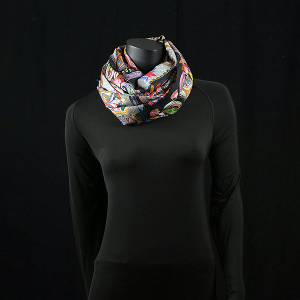 Handwoven Pashmina Shawl / Scarf / Stole - Paisley Jaal Kalamkari