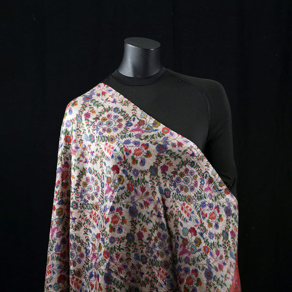 Handwoven Pashmina Shawl / Scarf / Stole  - Kalamkari Kairi Pallu