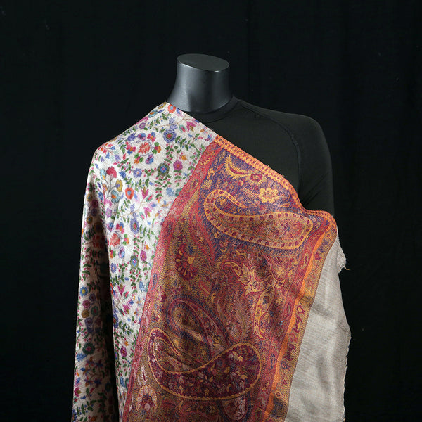 Handwoven Pashmina Shawl / Scarf / Stole  - Kalamkari Kairi Pallu