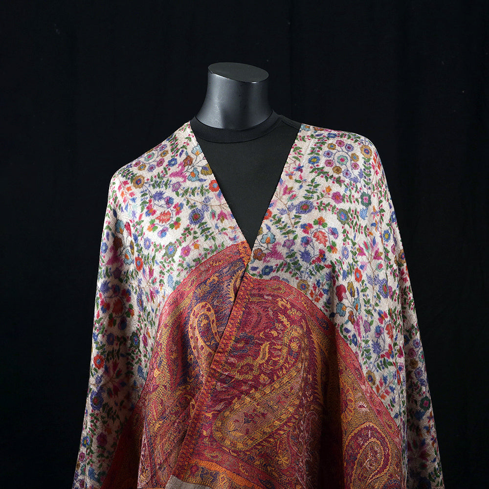 Handwoven Pashmina Shawl / Scarf / Stole  - Kalamkari Kairi Pallu