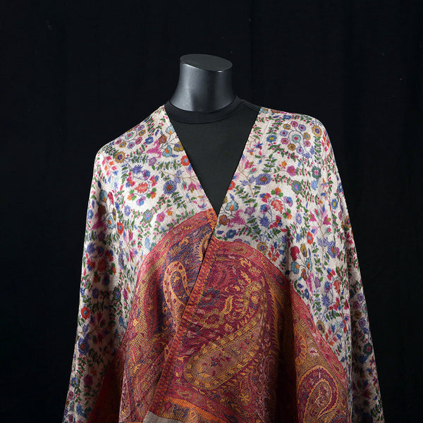 Handwoven Pashmina Shawl / Scarf / Stole  - Kalamkari Kairi Pallu
