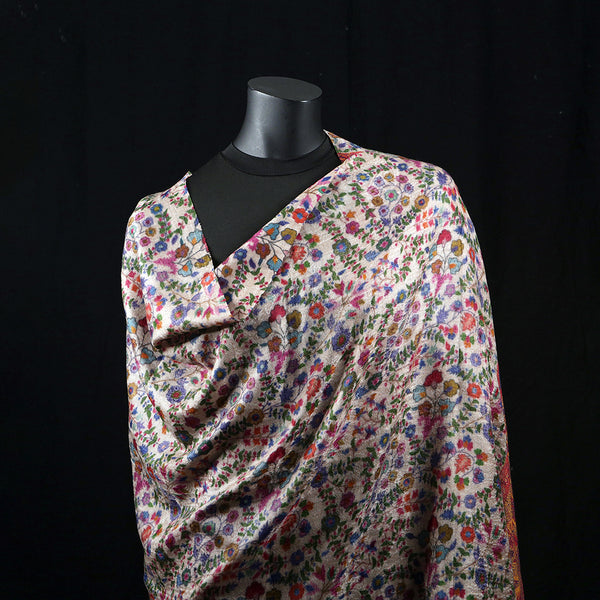 Handwoven Pashmina Shawl / Scarf / Stole  - Kalamkari Kairi Pallu