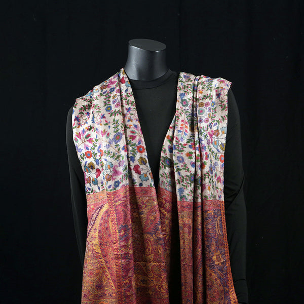 Handwoven Pashmina Shawl / Scarf / Stole  - Kalamkari Kairi Pallu