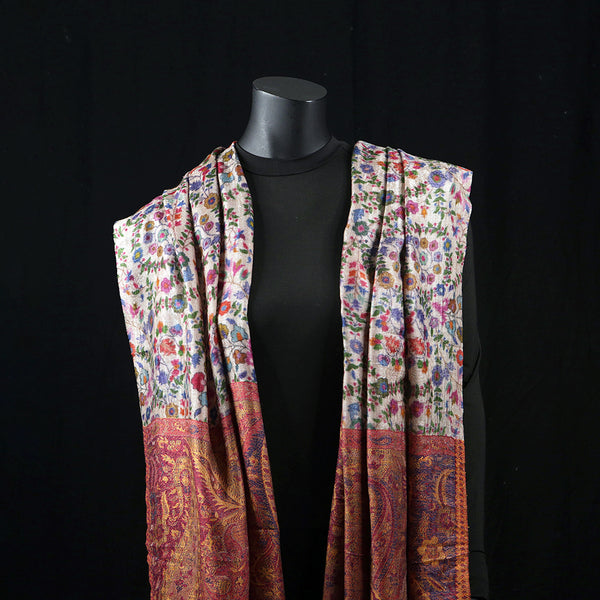 Handwoven Pashmina Shawl / Scarf / Stole  - Kalamkari Kairi Pallu