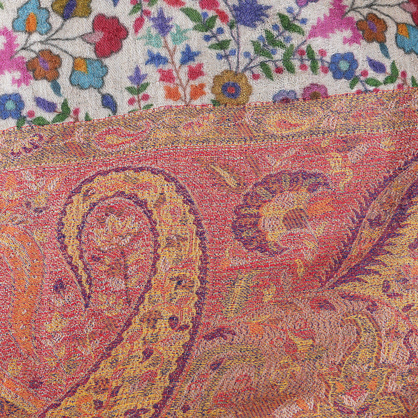 Handwoven Pashmina Shawl / Scarf / Stole  - Kalamkari Kairi Pallu