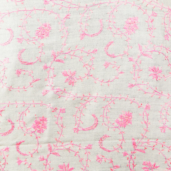 Hand Embroidered Pashmina Shawl / Scarf / Stole - Baby Pink Sozni