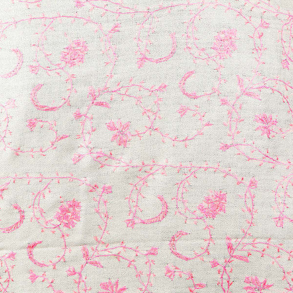 Hand Embroidered Pashmina Shawl / Scarf / Stole - Baby Pink Sozni