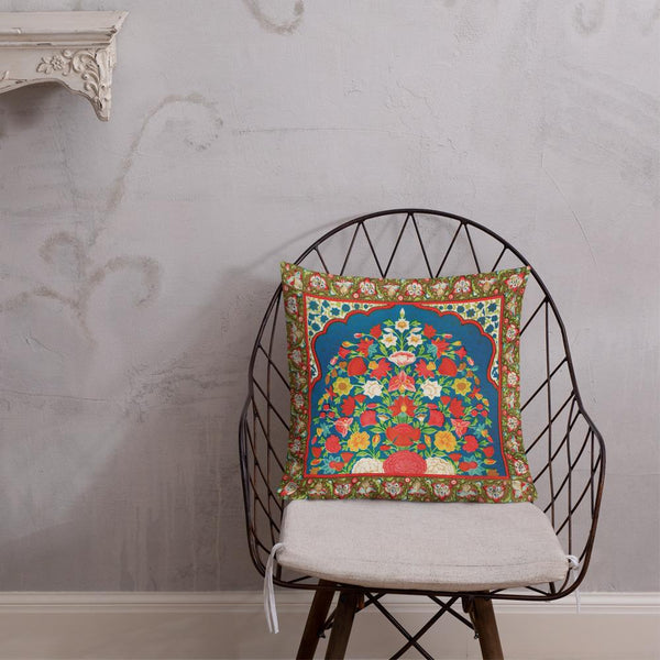 Antique Art Print Decorative Throw Pillow & Cushion Floral Frame chair