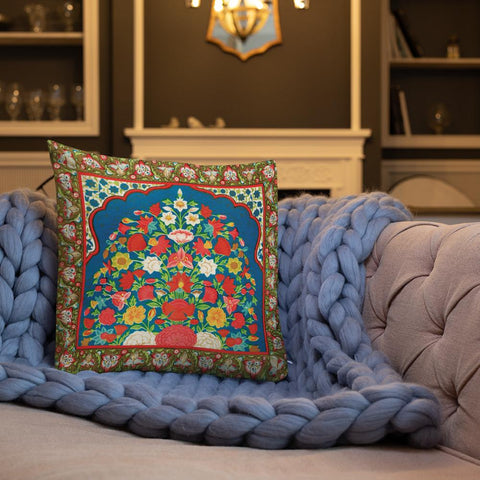 Antique Art Print Decorative Throw Pillow & Cushion Floral Frame Rug