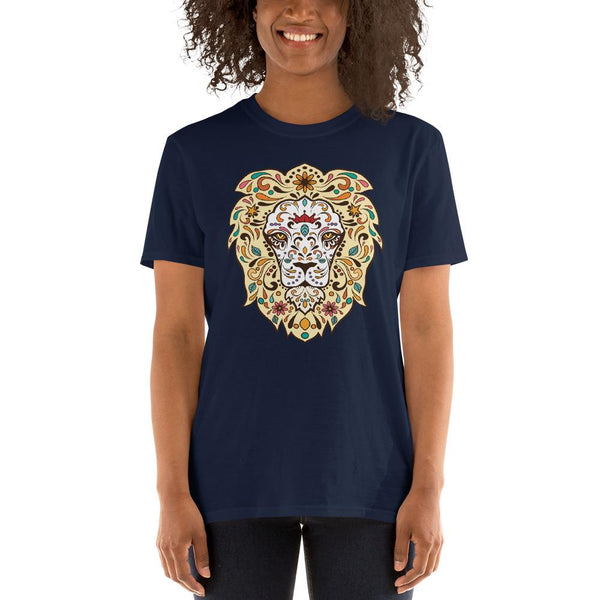 Cotton Unisex T-Shirt Floral Lion