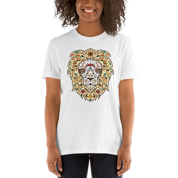 Cotton Unisex T-Shirt Floral Lion