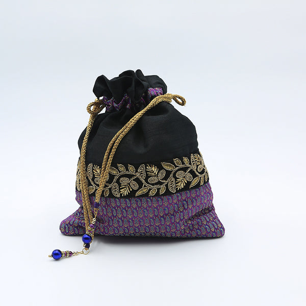 Handmade Potli Bag - Purple Black