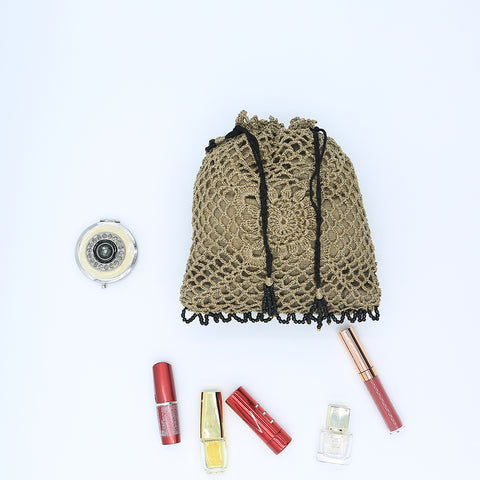 Handmade Crochet Potli Pouch - Gold