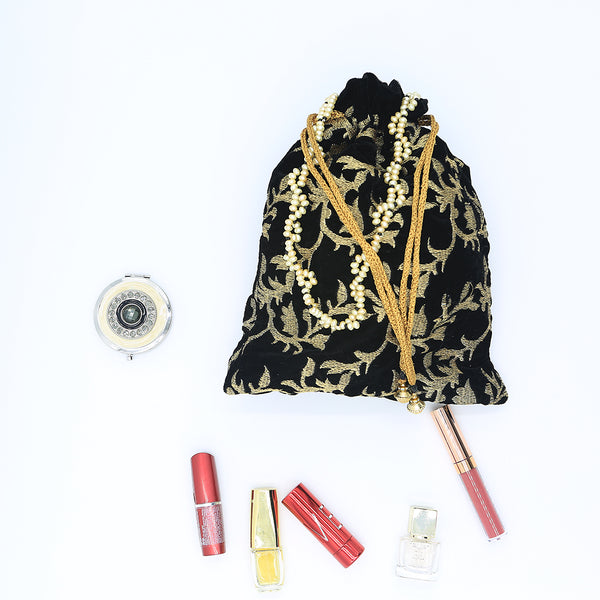 Handmade Potli Bag - Black Beads