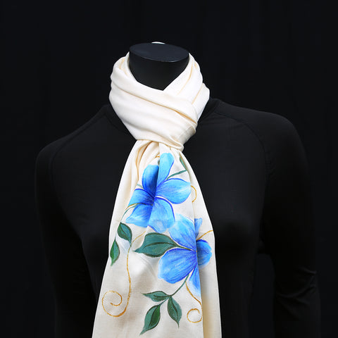 Hand painted Scarf - Blue