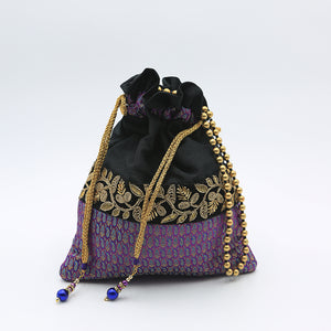 Handmade Potli Bag - Purple Black