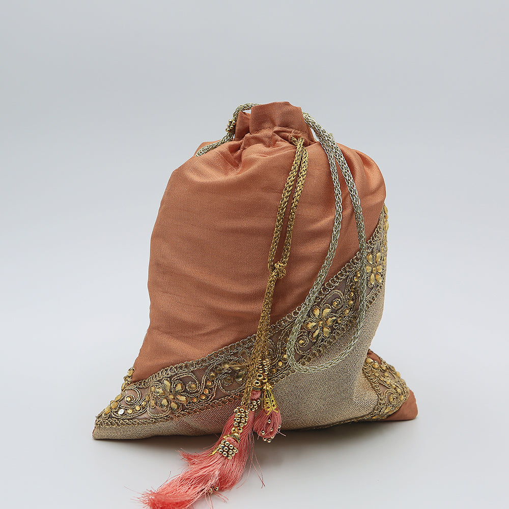 Handmade Potli Bag - Salmon Pink