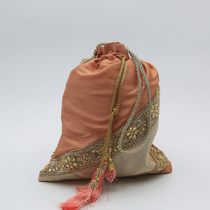 Handmade Potli Bag - Salmon Pink
