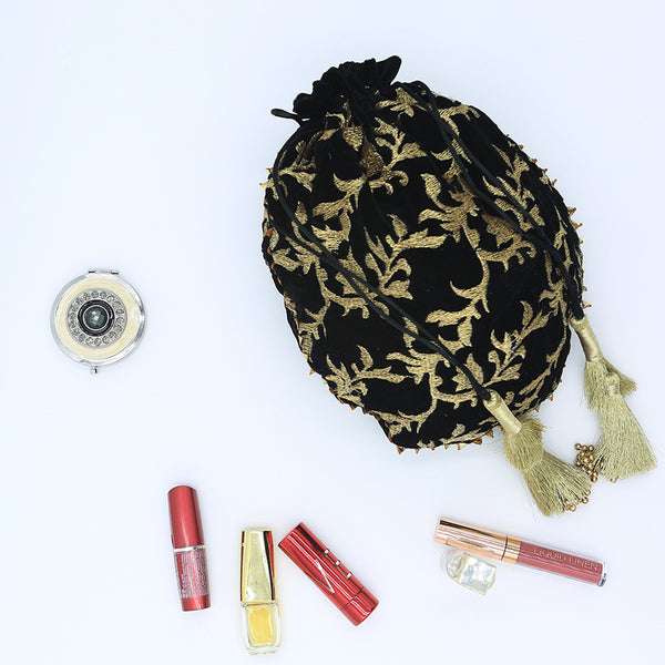 Handmade Potli Bag - Black Gold 2