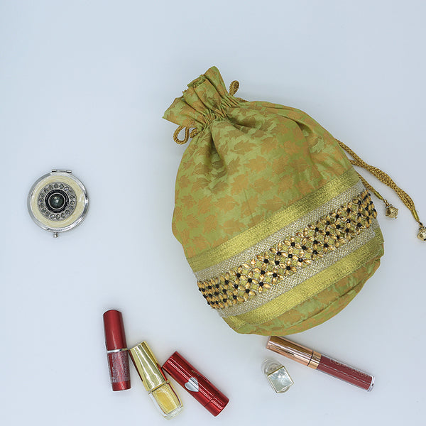 Handmade Potli Bag - Gold Band