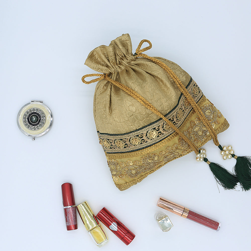 Handmade Potli Bag Gold Base currypeepal