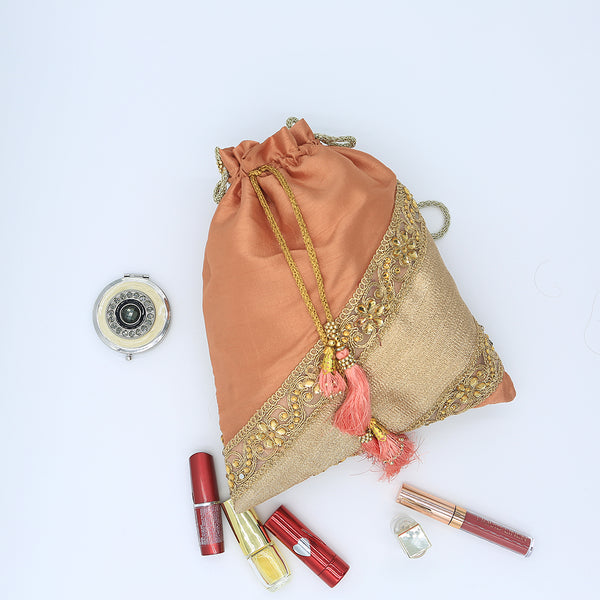 Handmade Potli Bag - Salmon Pink