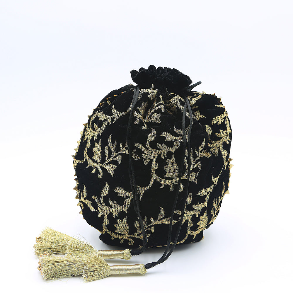 Handmade Potli Bag - Black Gold 2