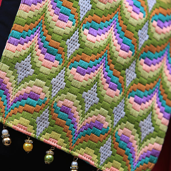 Hand embroidered Purse - Rainbow Hearts