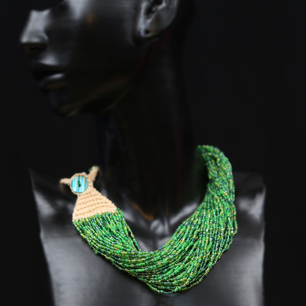 Handmade Glass Beads Jewellery - Green Twist