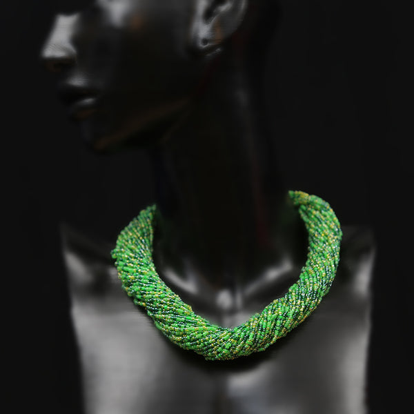 Handmade Glass Beads Jewellery - Green Twist