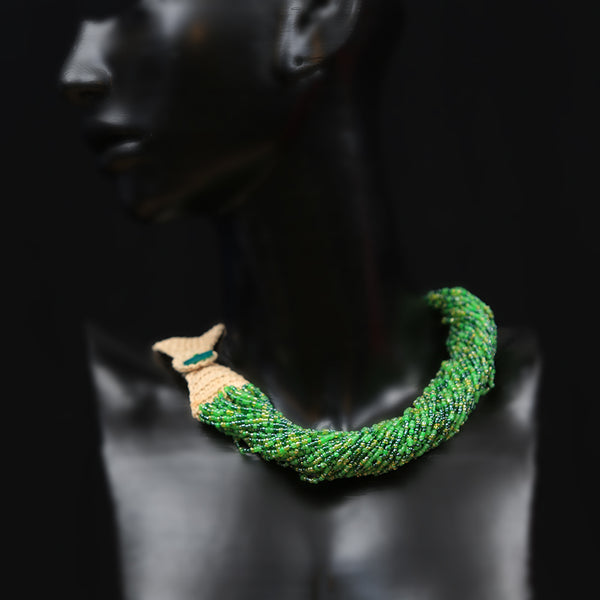 Handmade Glass Beads Jewellery - Green Twist