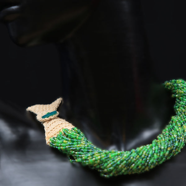 Handmade Glass Beads Jewellery - Green Twist