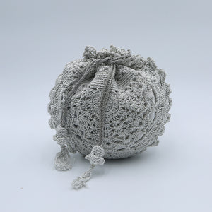 Hand Crochted Batua Bag - Pearl Grey