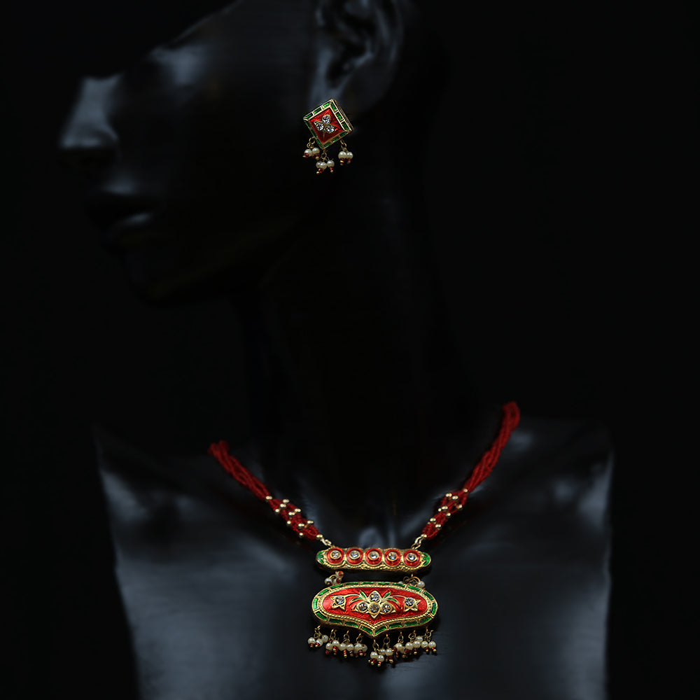 Handmade Traditional 'Lac' Jewellery - Red Amulet