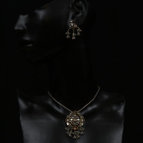 Handmade Traditional 'Jadau' Jewellery - Grey Stone