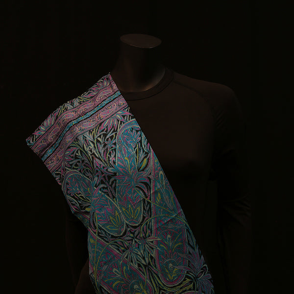 Handwoven Pure Silk Scarf - Blue Paisley