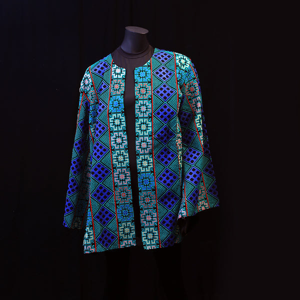 Embroidered Cape Dress - Turquoise Tango